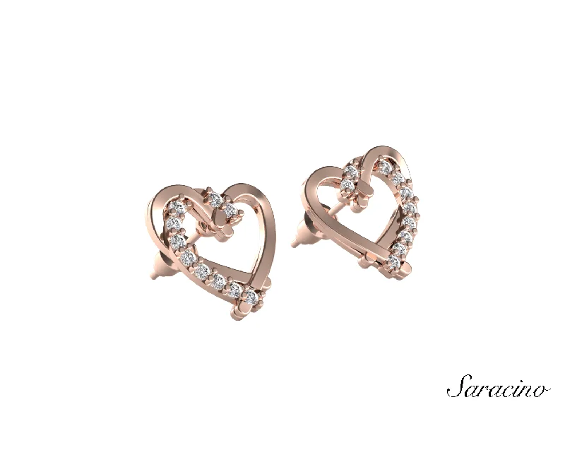 Hoop earrings with spiral designs for a dynamic and fluid look-Pretzel Diamond Heart Earrings