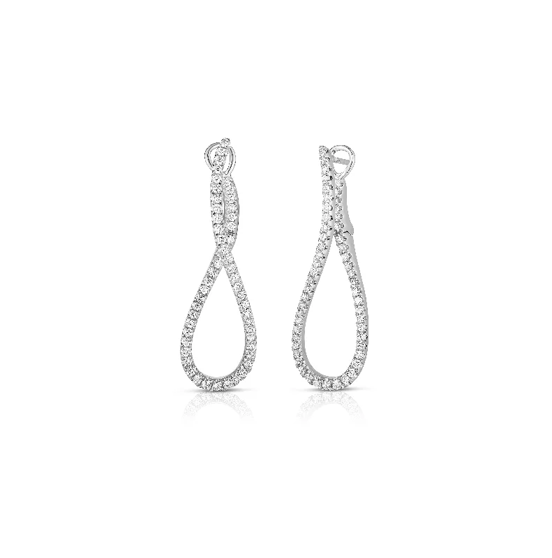 Hoop earrings with crescent moon shapes for a celestial and mystical appearance-Roberto Coin Classic Diamond White Gold Swirl Earrings