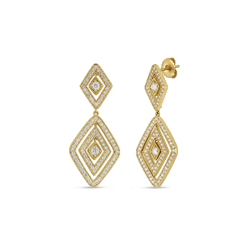 Best hoop earrings with twisted rope designs for a nautical-inspired style-Roberto Coin Diamante Yellow Gold Diamond Dangle Earrings