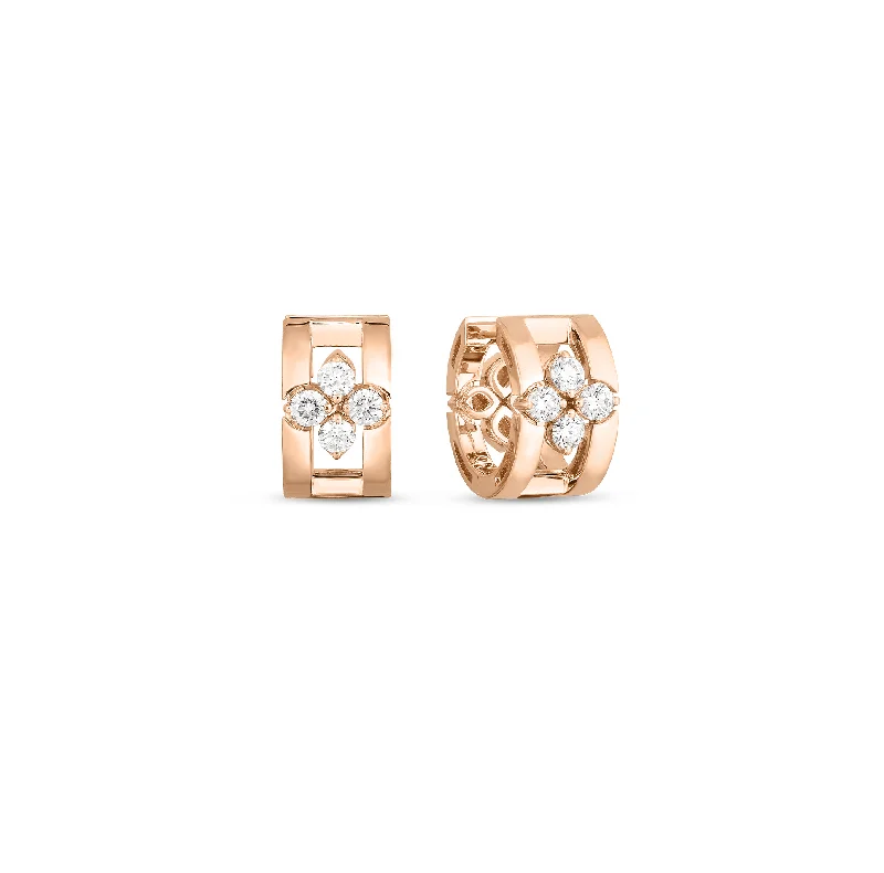 Hoop earrings with leather accents for a sleek and bold combination-Roberto Coin Love in Verona Rose Gold Diamond Earrings