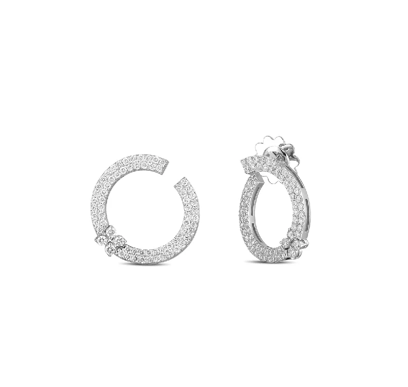 Best hoop earrings with enamel details for a colorful and modern look-Roberto Coin Love in Verona White Gold Diamond Earrings