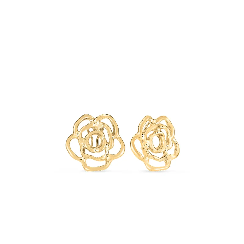 Best hoop earrings with textured silver for a rustic and organic finish-Roberto Coin Perfect Gold Hoops Flower Outline Earrings