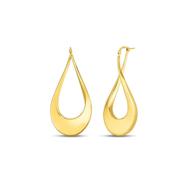 Hoop earrings with polished metal for a shiny and high-quality finish-Roberto Coin Perfect Gold Hoops Yellow Gold Long Twist Hoop Earrings