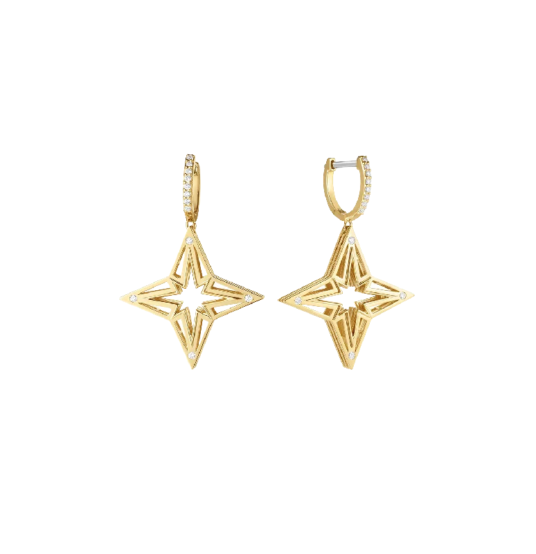 Best hoop earrings with stacked layers for a dimensional and bold look-Roberto Coin Princess Star Yellow Gold Star Dangle Earrings