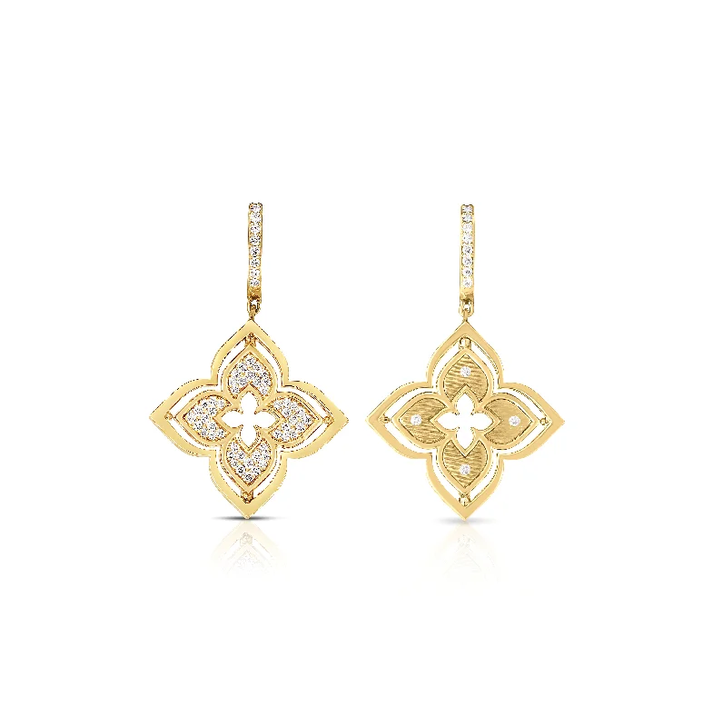 Best hoop earrings with tribal designs for a cultural and exotic aesthetic-Roberto Coin Yellow Gold Reversible Diamond Earrings - Fink's Exclusive