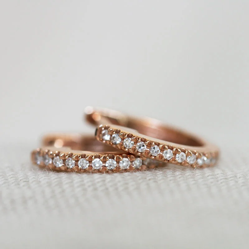 Best hoop earrings with braided leather for a rustic, stylish finish-14k Rose Gold Huggies