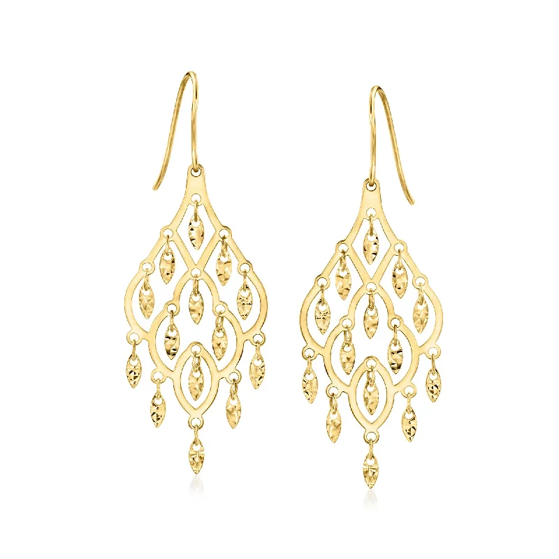 Hoop earrings with pearl accents for a chic and classic style-Ross-Simons Italian 14kt Yellow Gold Chandelier Earrings