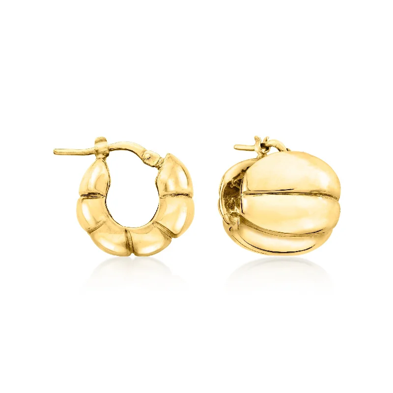 Best hoop earrings with twisted rope designs for a nautical-inspired style-Ross-Simons Italian 18kt Yellow Gold Shrimp Hoop Earrings