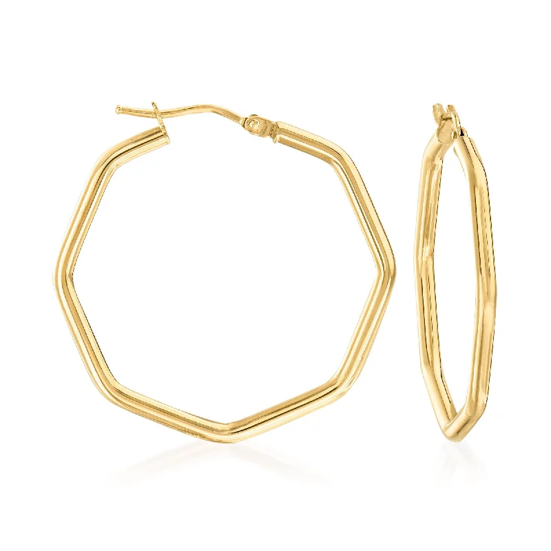 Best hoop earrings with butterfly motifs for a playful and whimsical appearance-Ross-Simons Italian Geometric Hoop Earrings in 14kt Yellow Gold