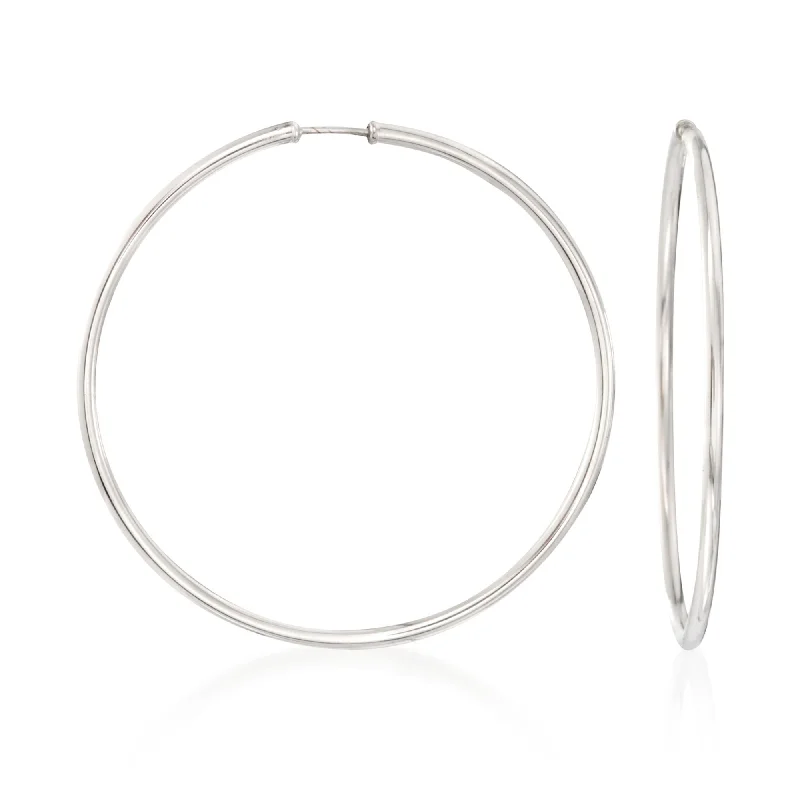 Best hoop earrings with tribal designs for a cultural and exotic aesthetic-Ross-Simons Sterling Silver Oversized Endless Hoop Earrings