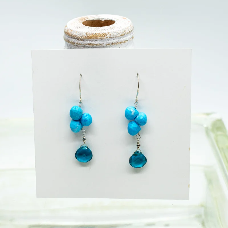 Hoop earrings with oversized pearl accents for a statement-making look-Turquoise & Apatite Cluster Earrings