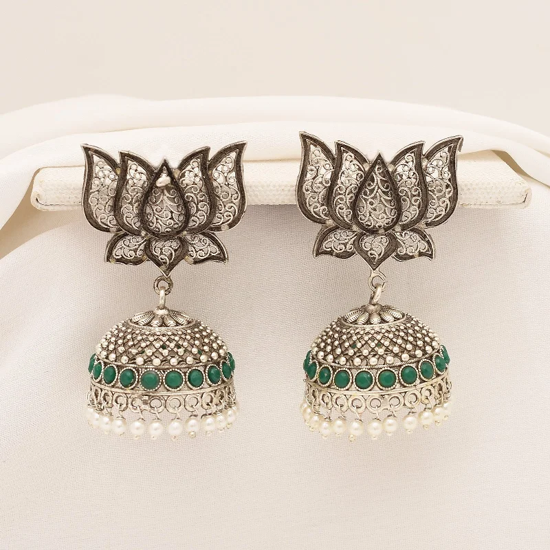 Hoop earrings with crescent moon shapes for a celestial and mystical appearance-Samaira Jhumki Earrings