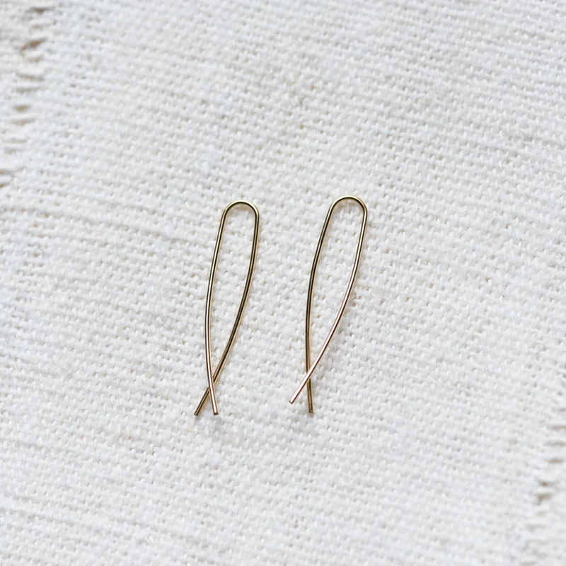 Stylish hoop earrings with diamond accents for an elegant and sparkling effect-Long Small Fish Threader Gold Filled