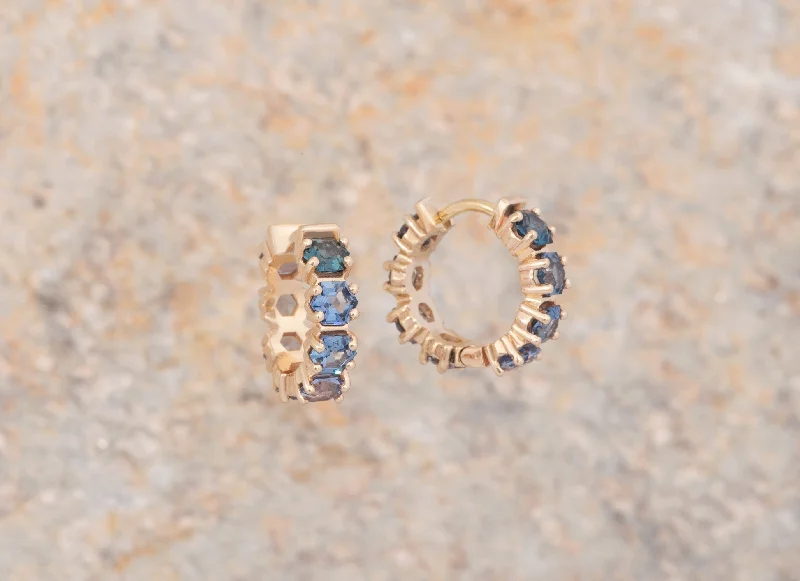 Hoop earrings with artistic filigree designs for an intricate, delicate finish-Reversible Blue-Grey Spinel Hoops