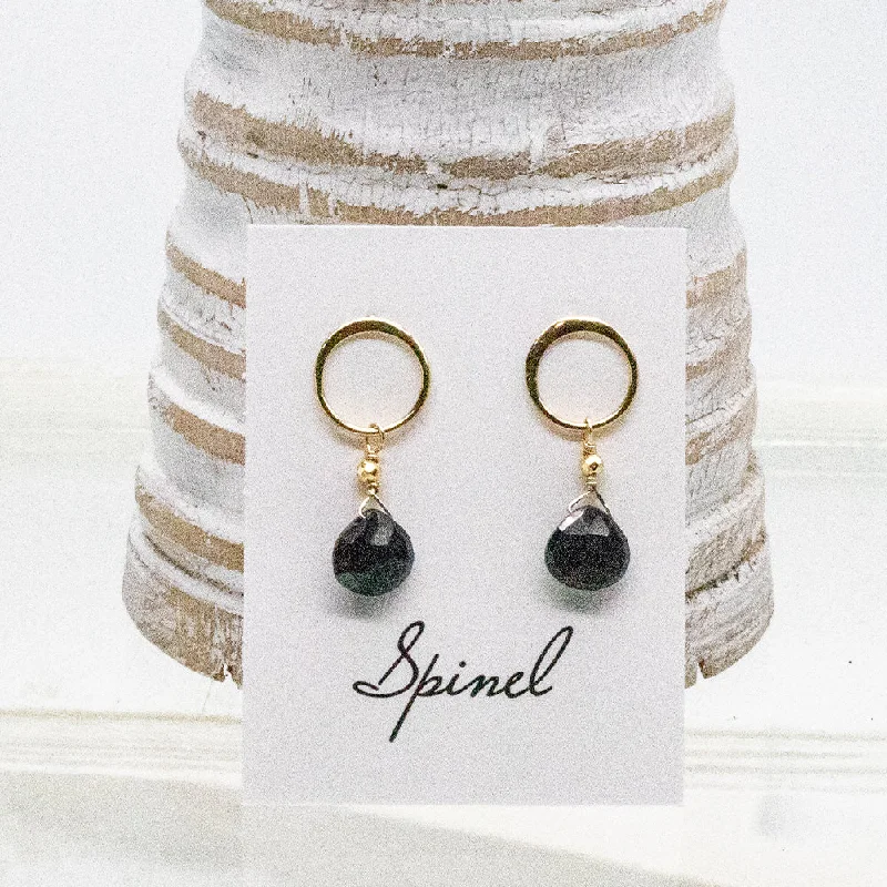 Hoop earrings with rhinestone embellishments for a glamorous and sparkling look-Spinel Luna Gold Earrings