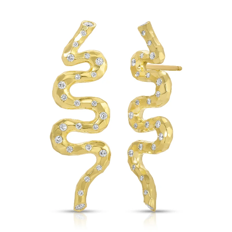 Hoop earrings with resin accents for a bold and colorful design-Spotted Diamond Pacific Coast Earrings