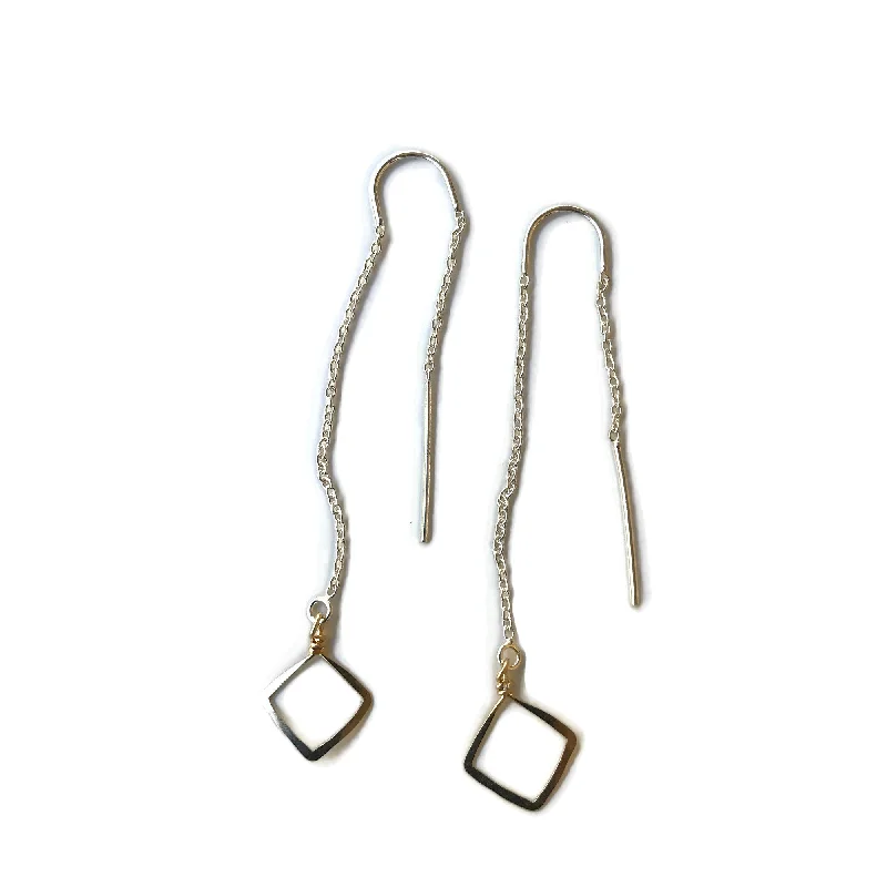 Best hoop earrings with braided leather for a rustic, stylish finish-Square Threader Earrings