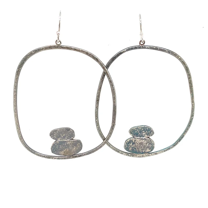 Best hoop earrings with rose gold for a romantic and warm aesthetic-Stacked Stone Earrings