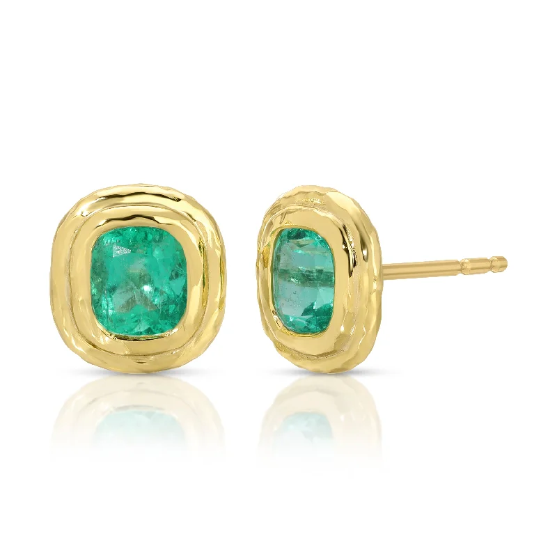 Best hoop earrings with twisted rope designs for a nautical-inspired style-Summerland Stud - 1.59 Carats Cushion Emerald