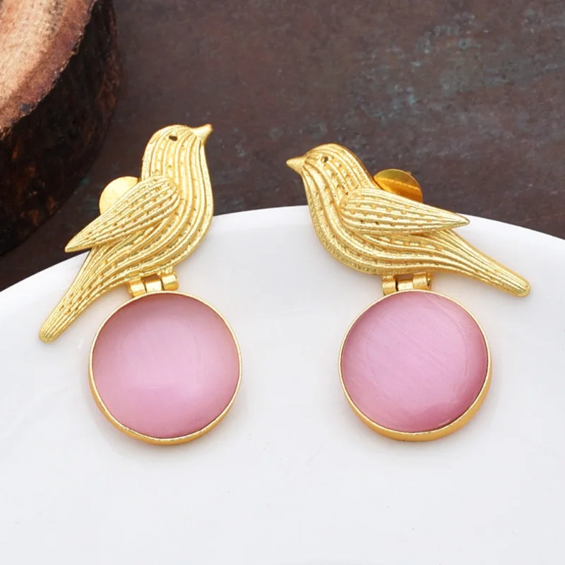 Best hoop earrings with lever-back closures for secure and easy wear-Swift Bird Shaped Matte Gold Dangler