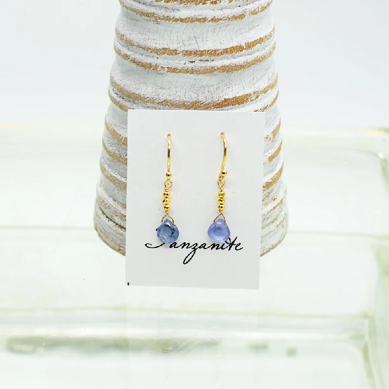 Best hoop earrings with oval shapes for a unique and elongated design-Tanzanite Raindrop Gold Earrings