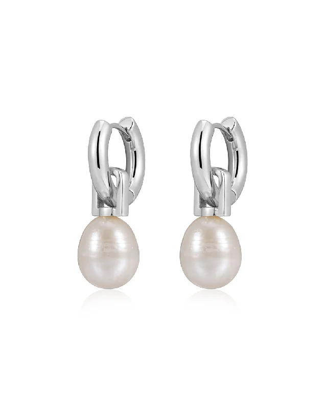 Hoop earrings with hammered copper for a warm and rustic aesthetic-The White Pearl Amalfi Huggies