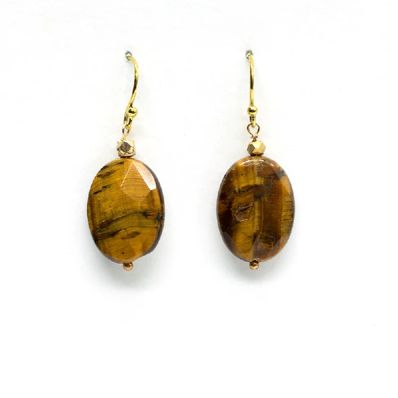 Hoop earrings with polished metal for a shiny and high-quality finish-Tiger Eye Nugget Earrings