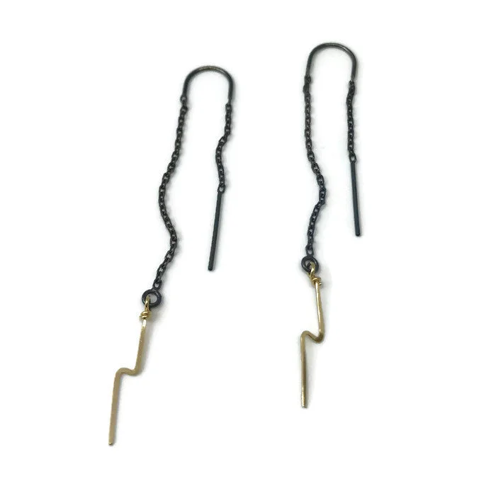 Best hoop earrings with intricate beaded details for a textured, stylish appearance-Tiny Bolt Threader Earrings