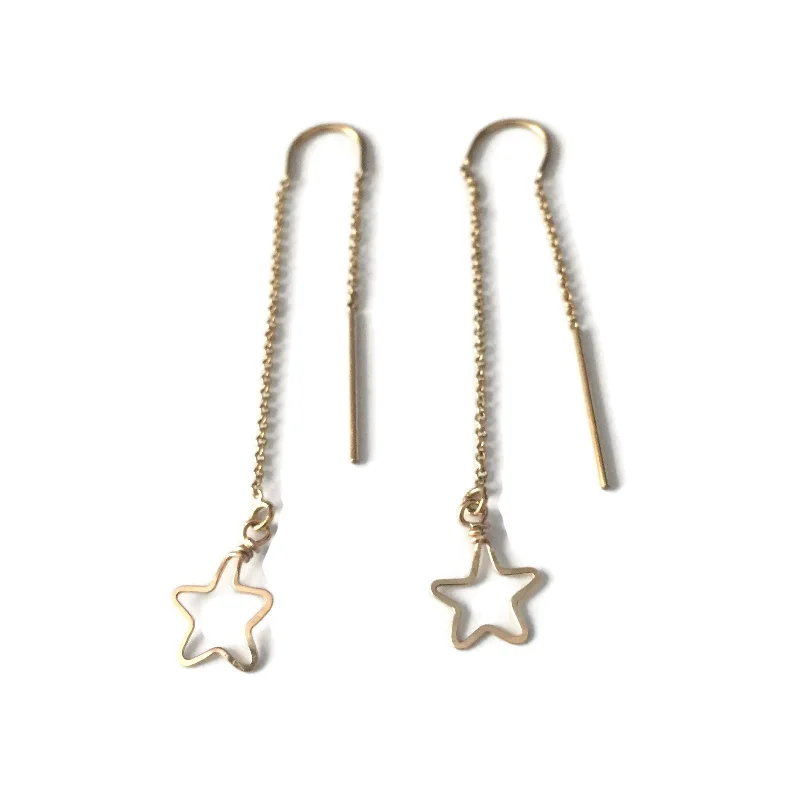 Hoop earrings with braided patterns for a detailed and textured finish-Tiny Star Threader Earrings