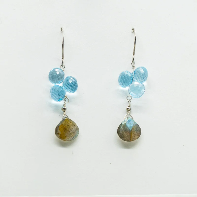 Hoop earrings with multi-tone finishes for a colorful and layered effect-Topaz & Labradorite Cluster Earrings