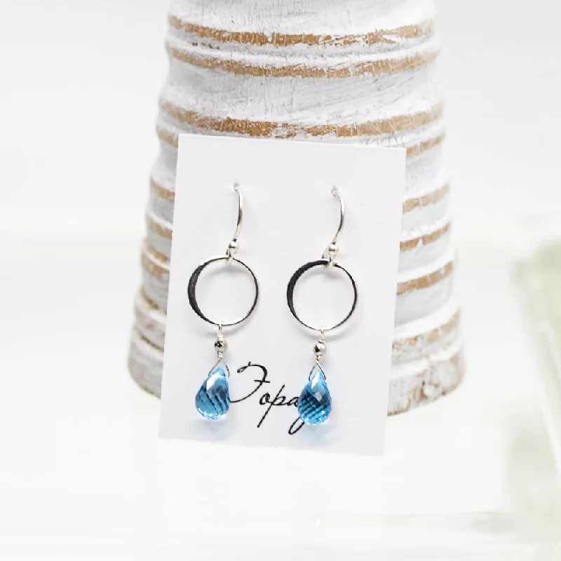 Best hoop earrings with baroque pearls for a luxurious and elegant vibe-Topaz Ring Silver Earrings