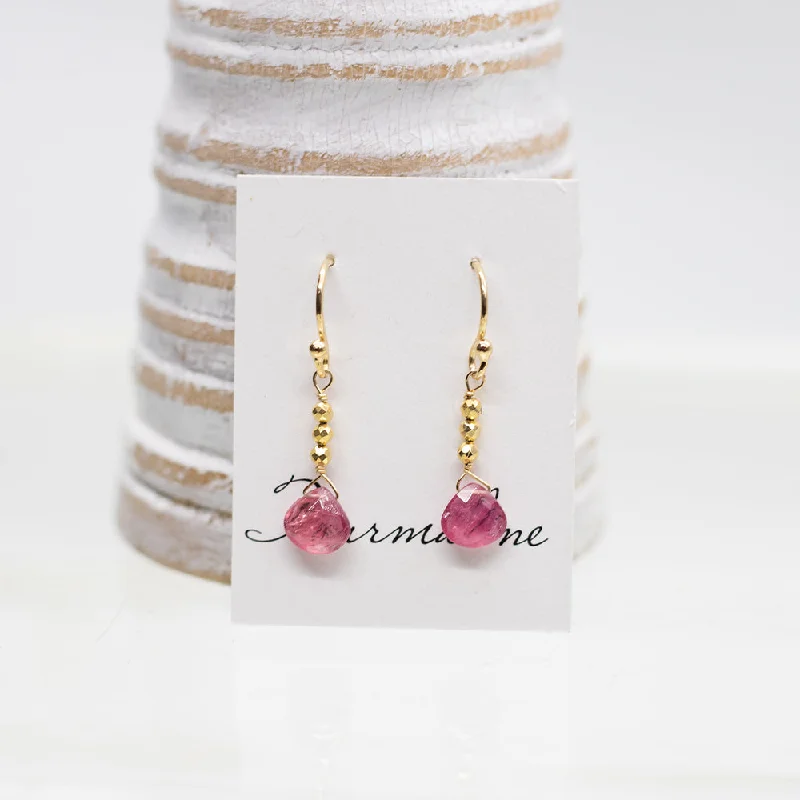 Best hoop earrings with custom designs for a personalized, unique accessory-Tourmaline Raindrop Gold Earrings