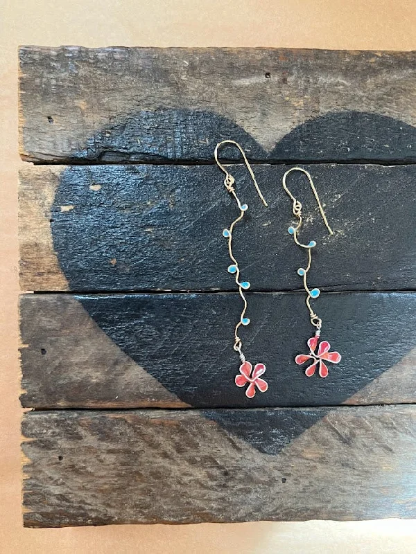 Best hoop earrings with oval shapes for a unique and elongated design-Turquoise and Orange/Magenta Daisy Earrings