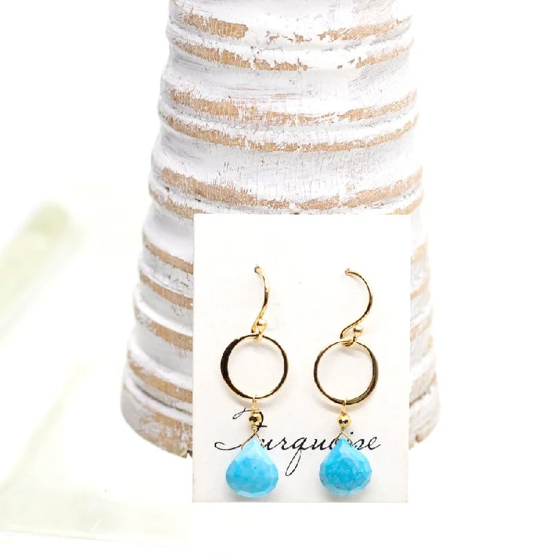 Best hoop earrings with matte finish for a sophisticated, understated design-Turquoise Ring Gold Earrings