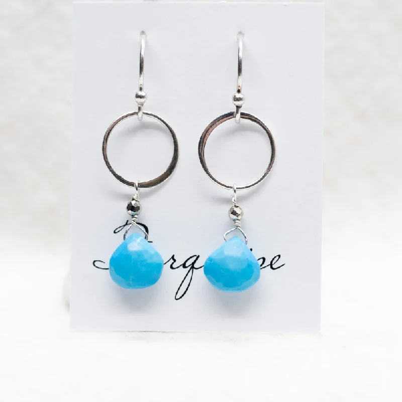 Hoop earrings with infinity loop designs for a continuous and eternal shape-Turquoise Ring Silver Earrings