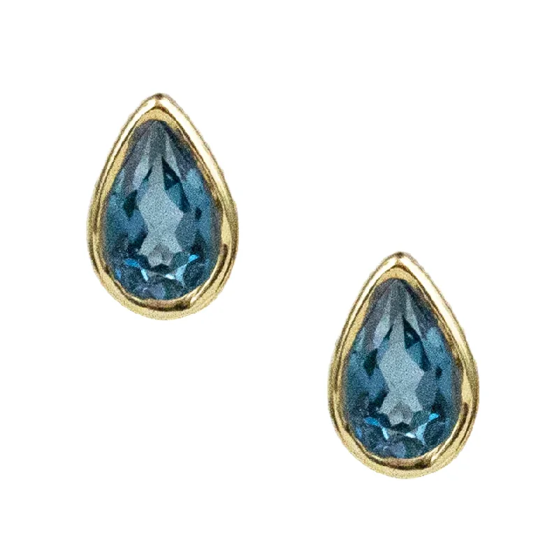 Hoop earrings with a matte black finish for a sleek, edgy vibe-Vermeil Pear Gemstone Studs