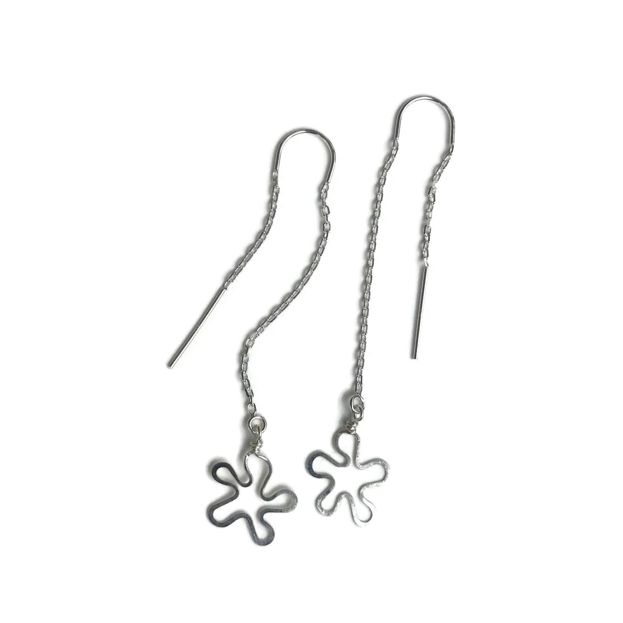 Hoop earrings with enamel stripes for a colorful and eye-catching design-W- tiny flower threader earrings TFTE-*