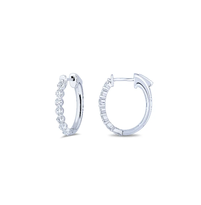 Hoop earrings with dangling charms for a playful and fun look-Sabel Collection White Gold Diamond Huggie Hoop Earrings