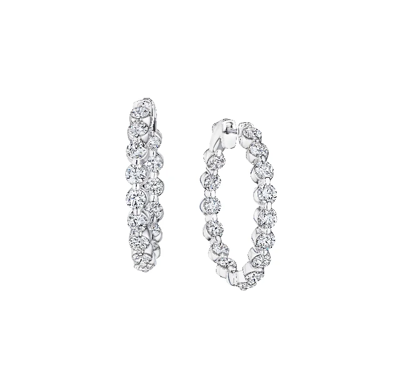 Hoop earrings with a matte finish for a sleek and sophisticated appearance-Sabel Collection White Gold Diamond Inside Out Hoop Earrings