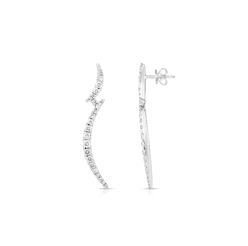 Hoop earrings with textured finishes for a vintage and classic style-Sabel Collection White Gold Graduated Diamond Curved Linear Earrings