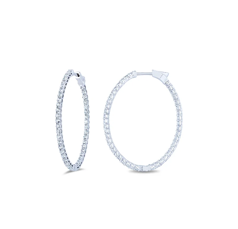 Hoop earrings with pearl accents for a chic and classic style-Sabel Collection White Gold Inside Out Diamond Hoop Earrings