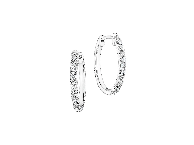 Best hoop earrings with custom designs for a personalized, unique accessory-Sabel Collection White Gold Round Diamond Hoop Earrings