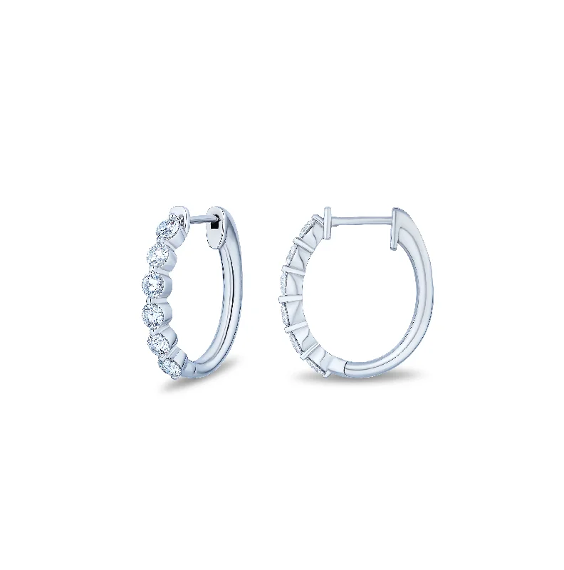 Best hoop earrings with lever-back closures for secure and easy wear-Sabel Collection White Gold Round Diamond Huggie Hoop Earrings