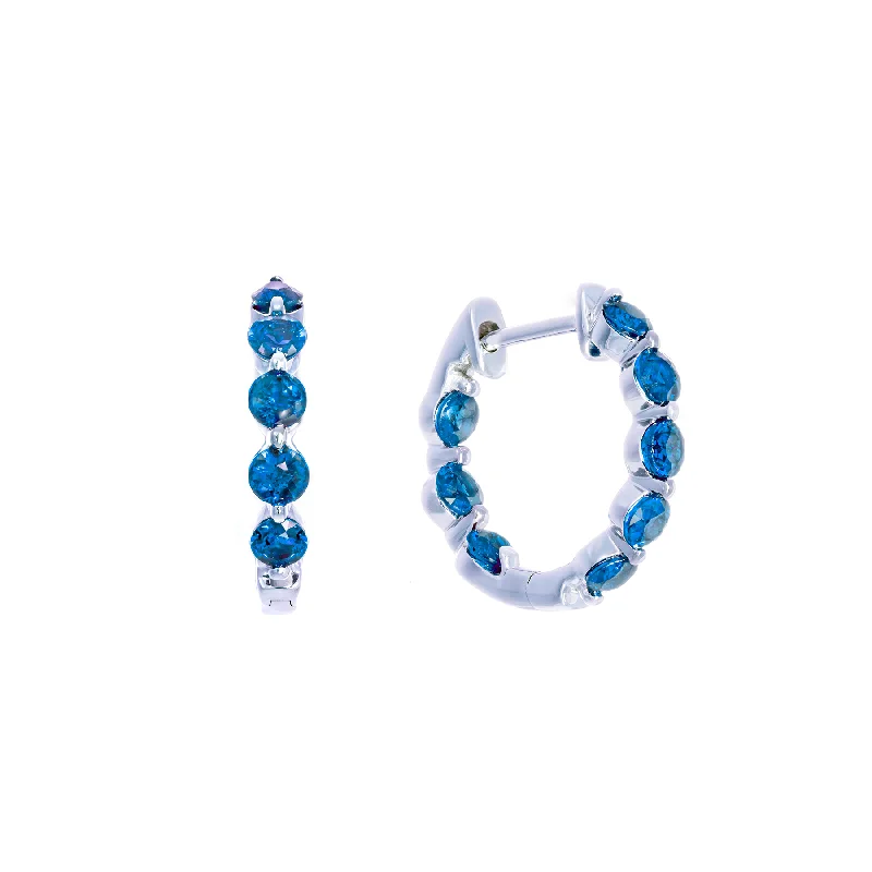 Best hoop earrings with satin ribbons for a soft, feminine appearance-Sabel Collection White Gold Sapphire Inside Out Hoop Earrings