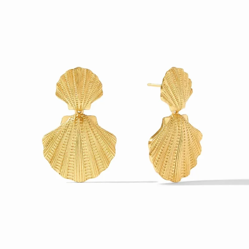 Hoop earrings with oversized designs for a bold, fashion-forward statement-Women's Sanibel Shell Statement Earring In Gold