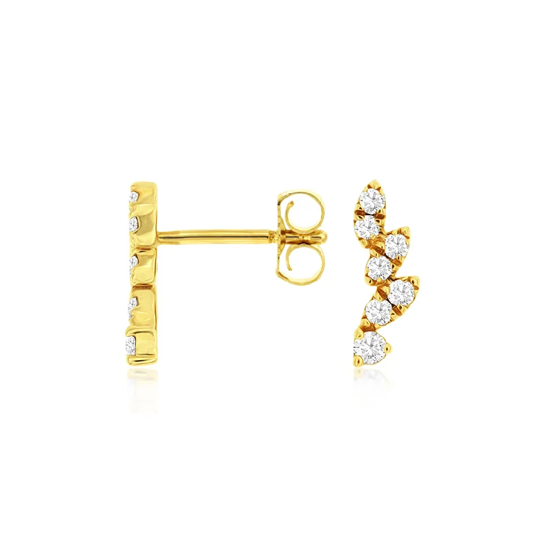 Best hoop earrings with snake chain details for a sleek and modern touch-Sabel Collection Yellow Gold Cluster Diamond Climber Earrings