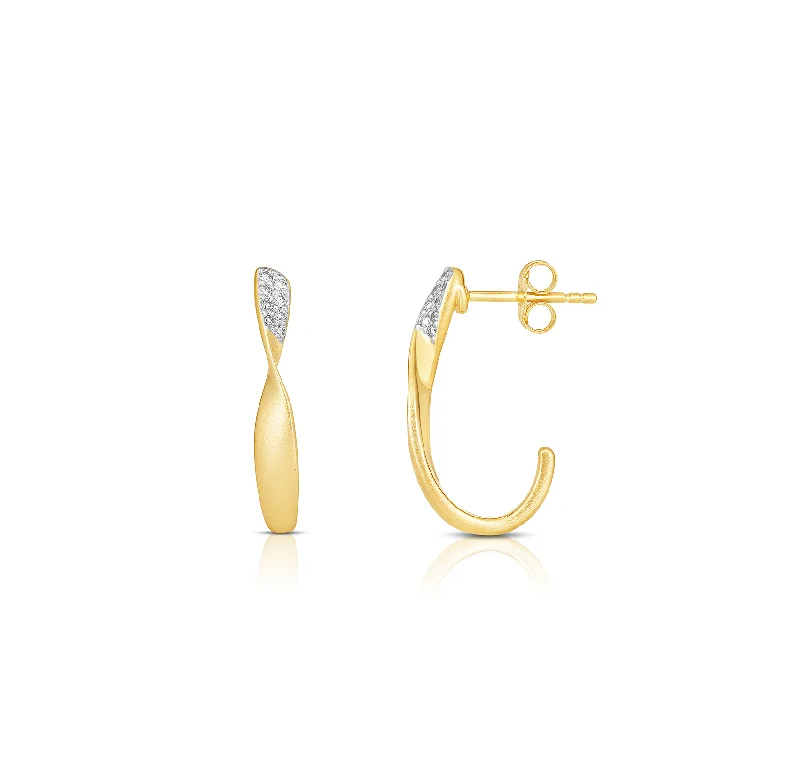 Large hoop earrings for a bold and statement-making fashion accessory-Sabel Collection Yellow Gold Twisted Half Hoop Diamond Earrings